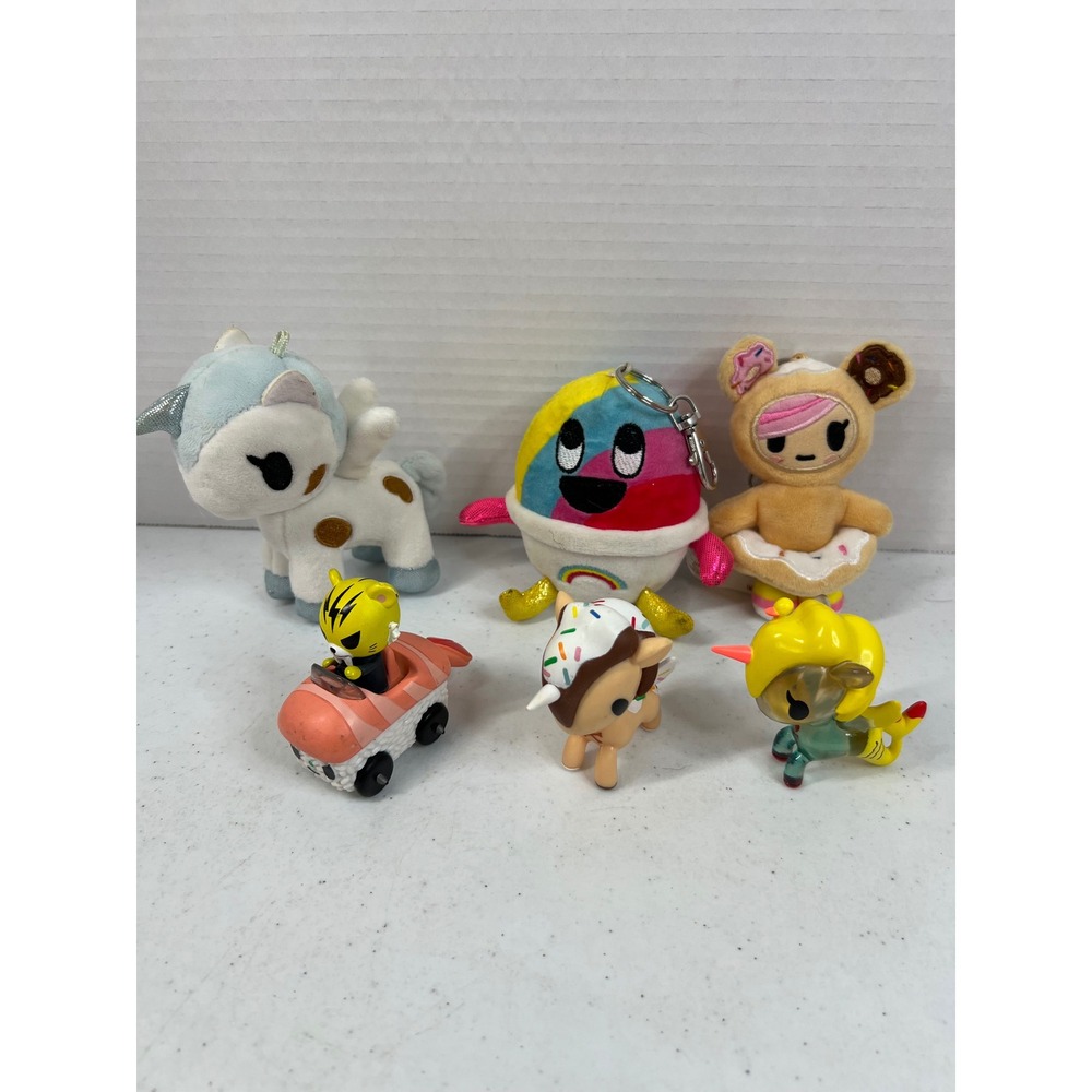 Tokidoki Unicorno Plush and Vinyl‎ Figure Lot Sushi Car Shave Ice Donutella 6pc